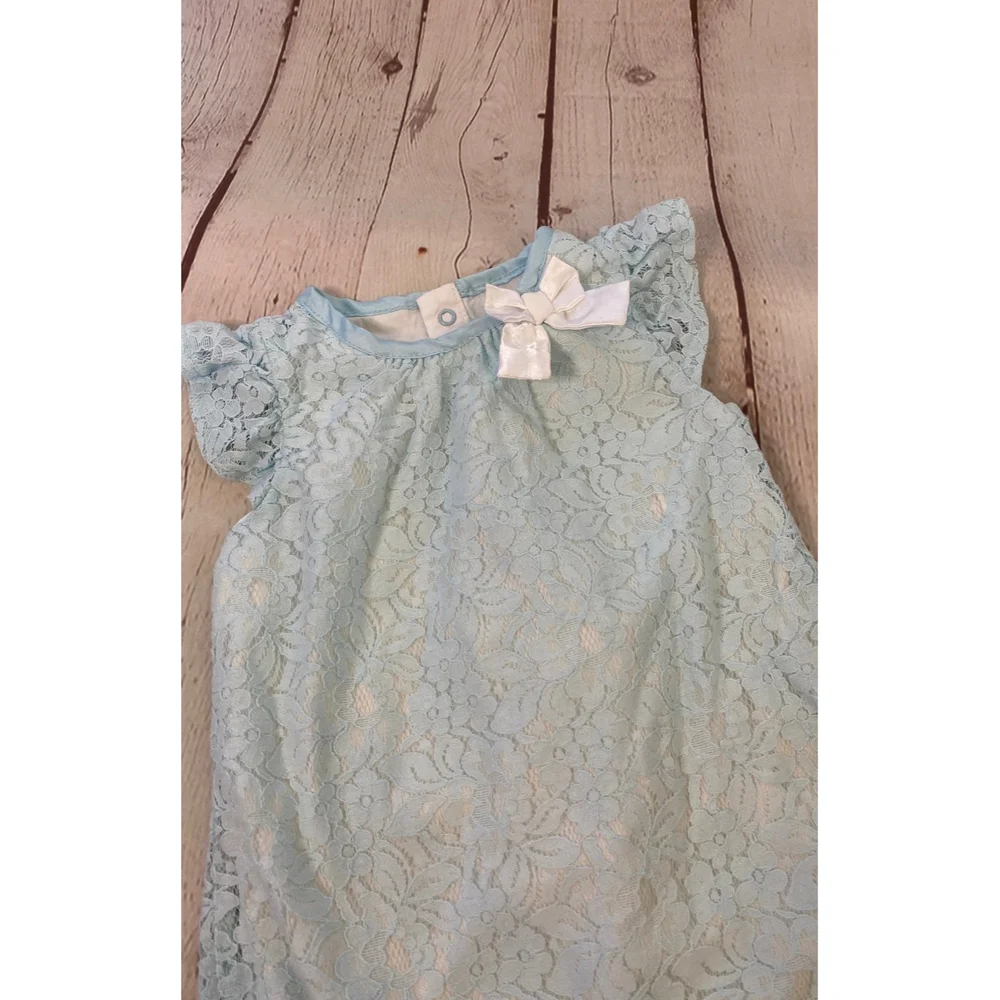 Cat & Jack Ice Blue Lace Fully Lined Baby Romper